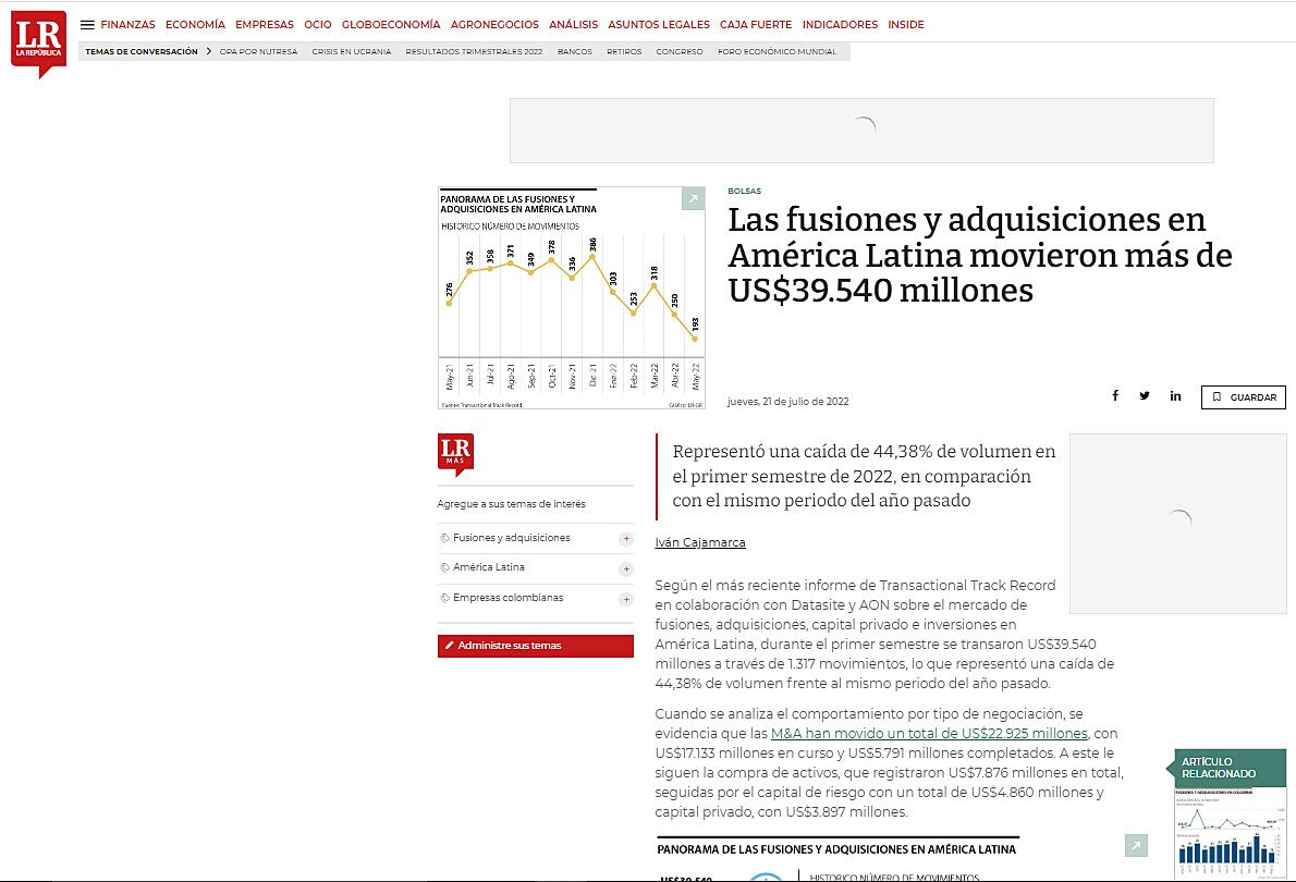 Las fusiones y adquisiciones en Amrica Latina movieron ms de US$39.540 millones